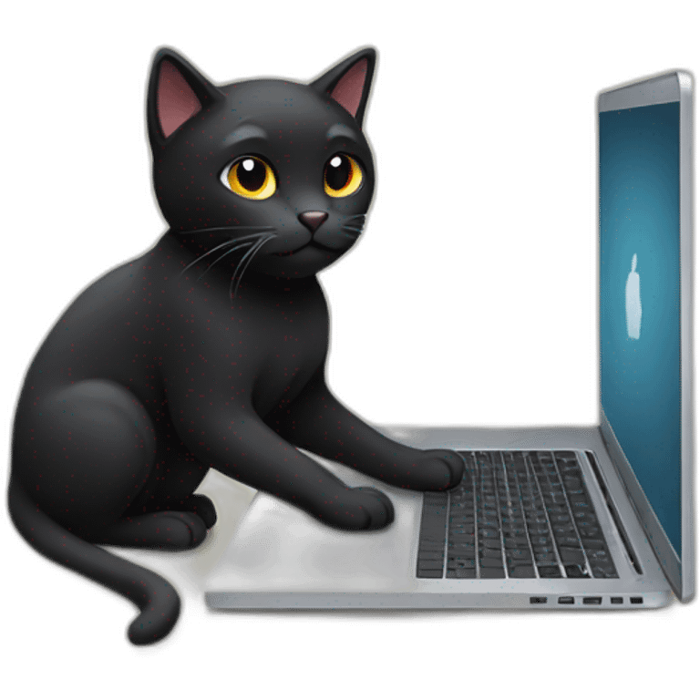 black cat using laptop emoji