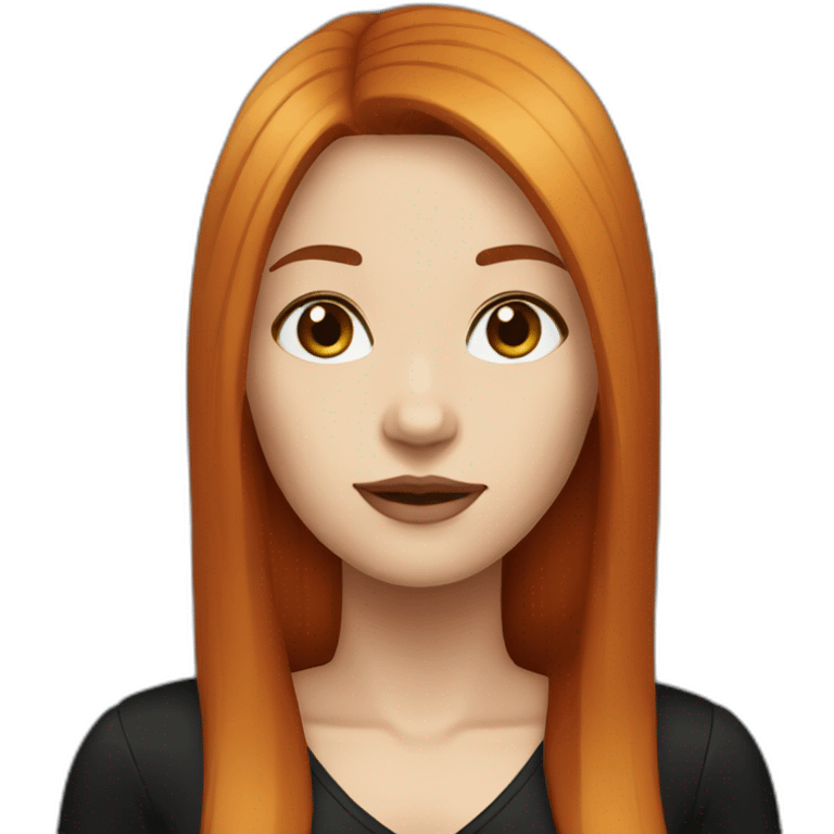 woman with long straight ruby hair, white skin and black shirt emoji