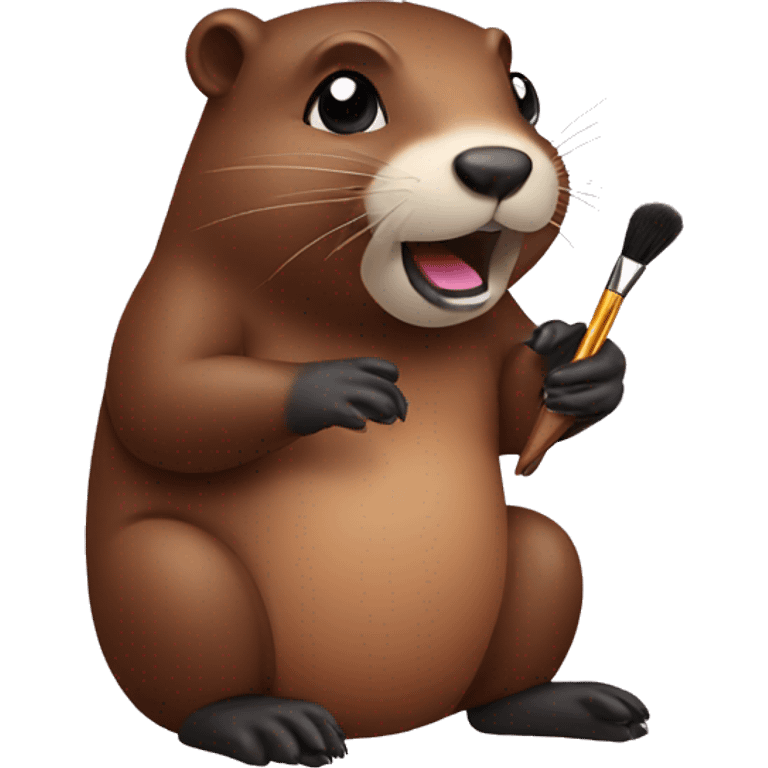 Beaver doing make up emoji