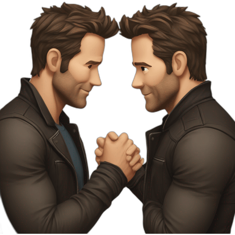 Ryan Reynolds and Hugh Jackman holding hands emoji