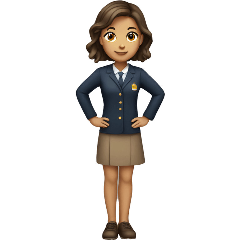 girl with brown hair and tan skin in teachers uniform emoji