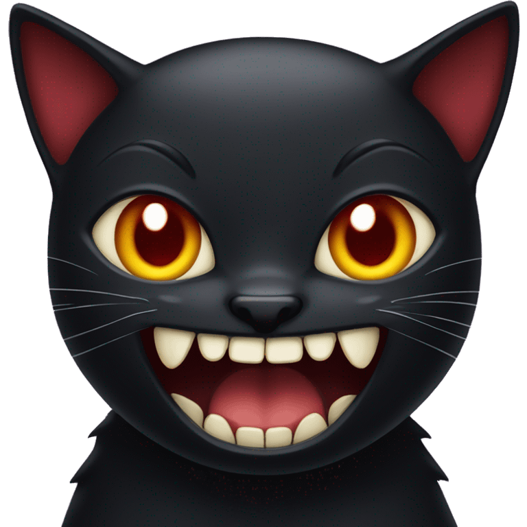 black cat with vampire teeth  emoji