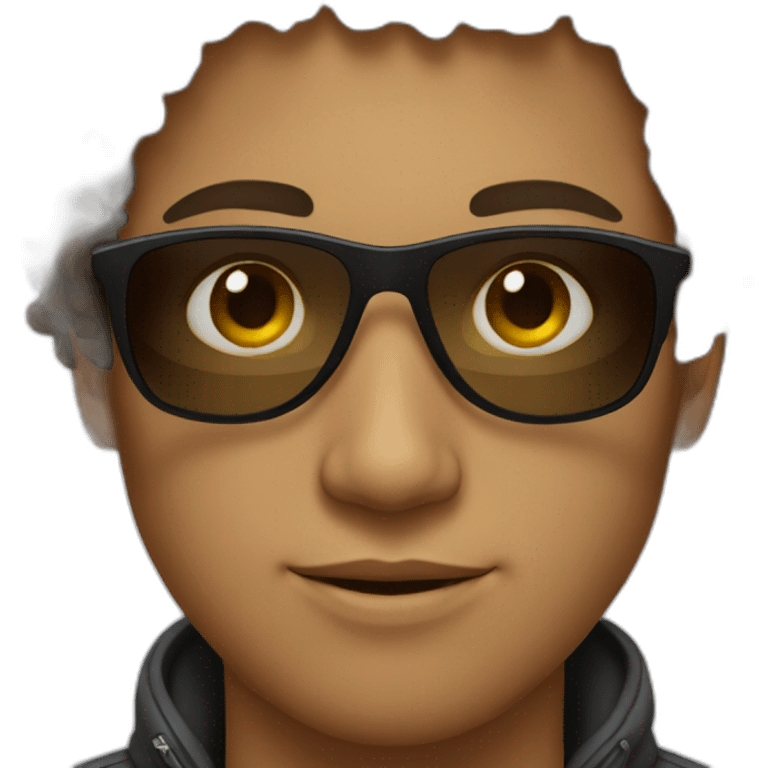 A young man with African curly hair wearing Sunglasses emoji