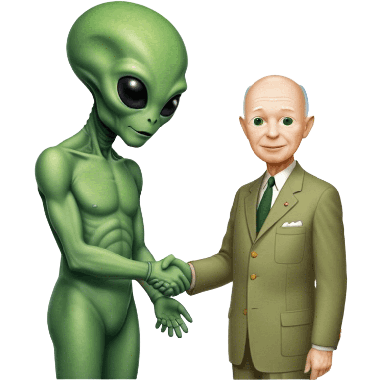 alien shakes hands with president Entsenhower

 emoji