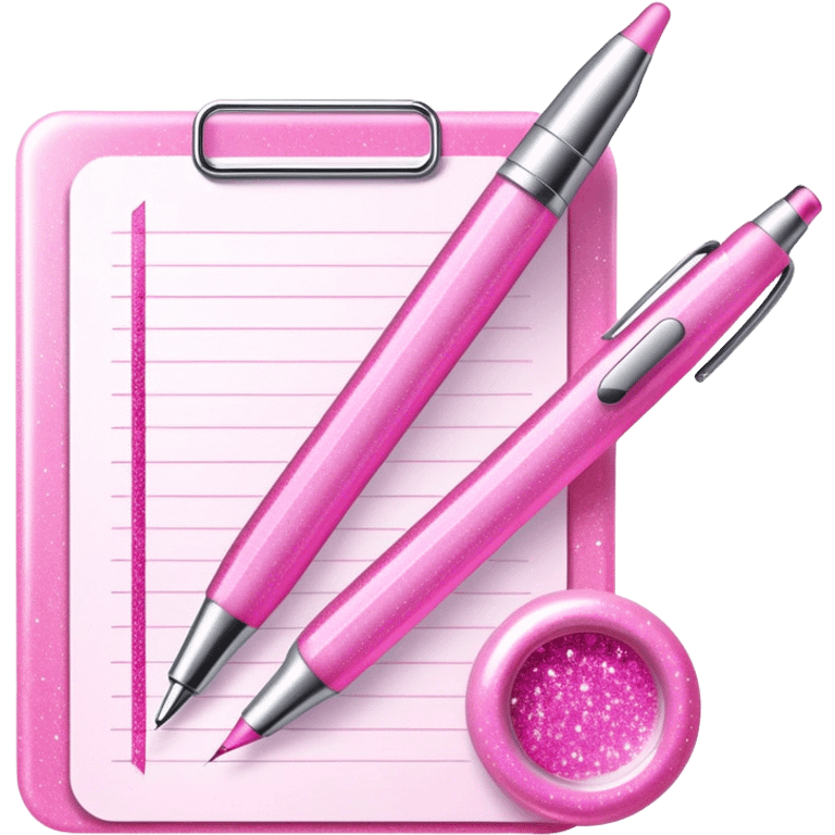 Pink glitter gel pen and stationery  emoji