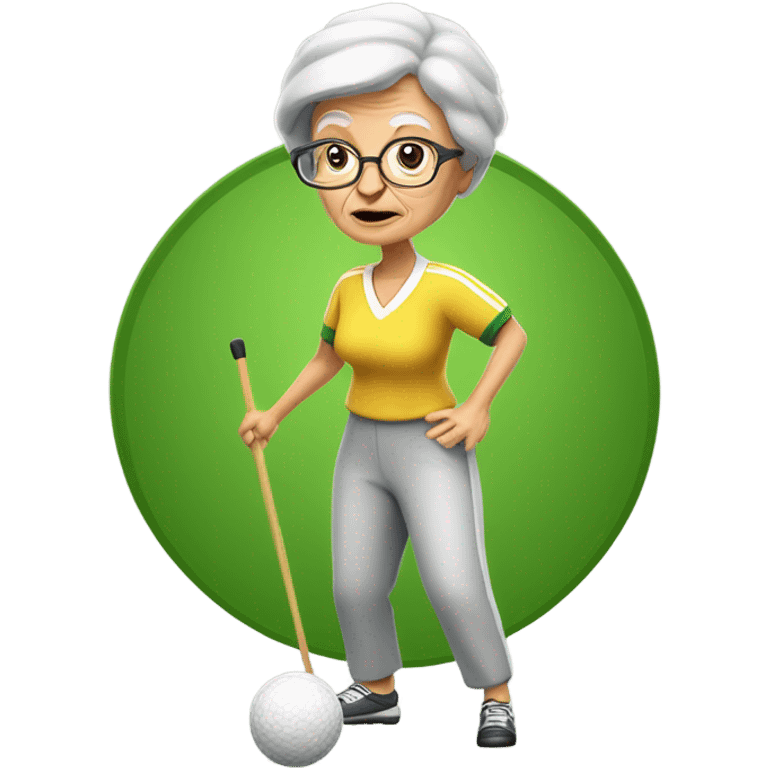 Older Lady playing lawn bowls emoji