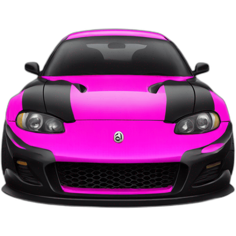 A black drift car with some hot pink emoji