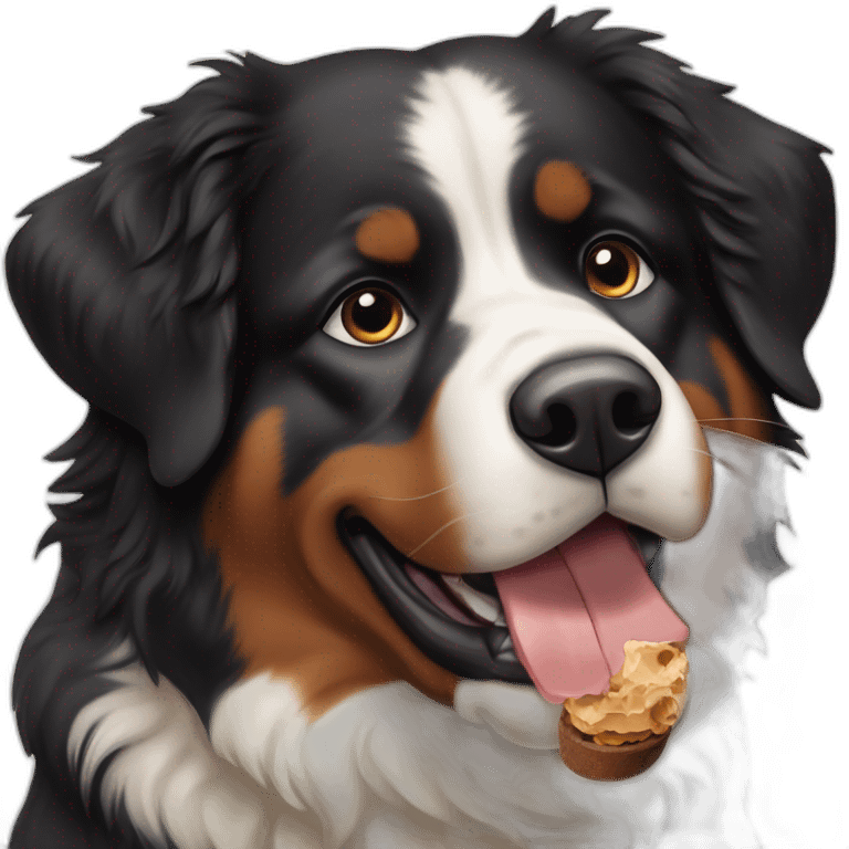 Bernese mountain dog eating chocolate emoji