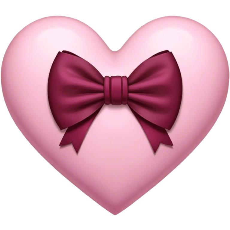 Pink heart with a burgundy bow in the middle emoji