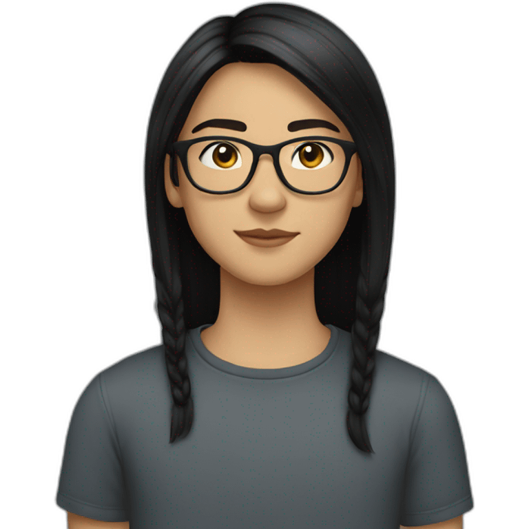 19 year old white teenager with round glasses and straight black hair emoji