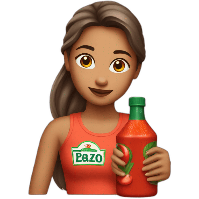 girl with tabasco bottle emoji