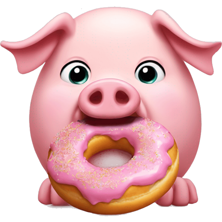 Pig eating donuts emoji