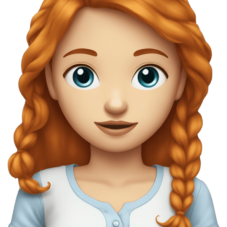 Fille rousse aux yeux bleus avec une chemise  emoji