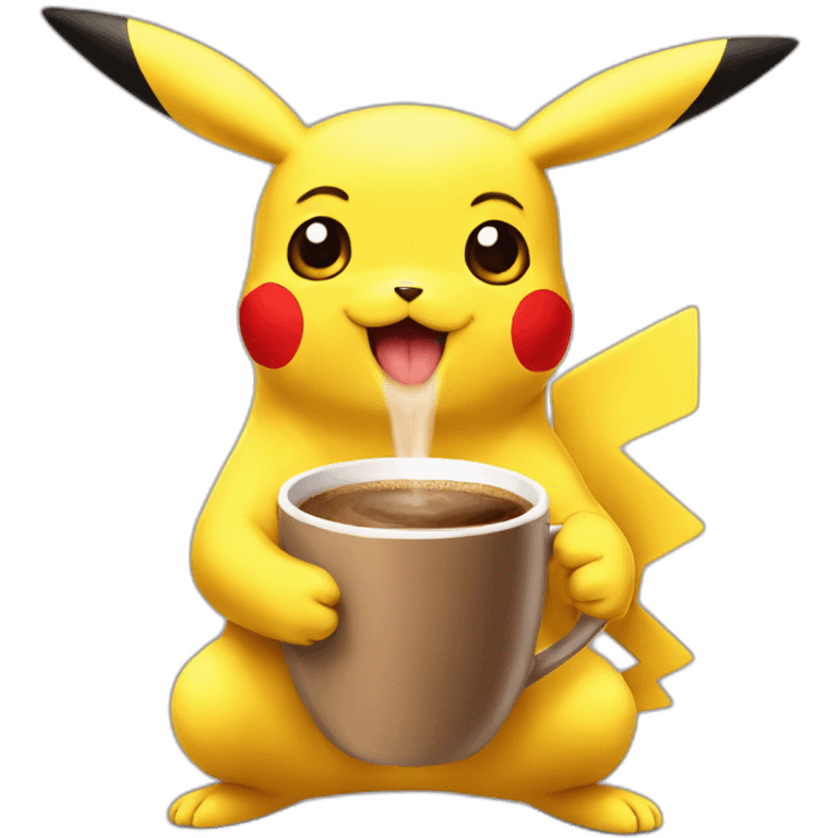 Pikachu drinking coffee emoji