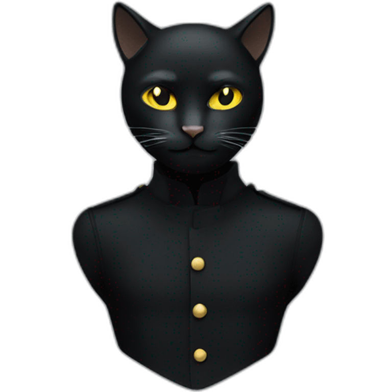 Chat noir avec un tache blanche au coup emoji