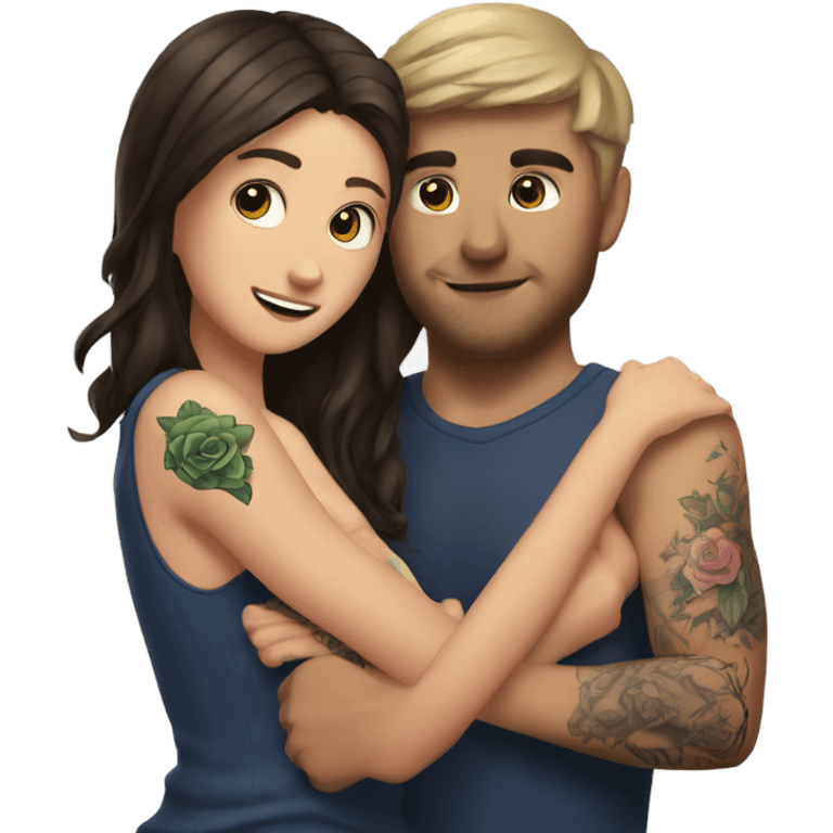 mr beast with tattoos hugging brunette girl emoji