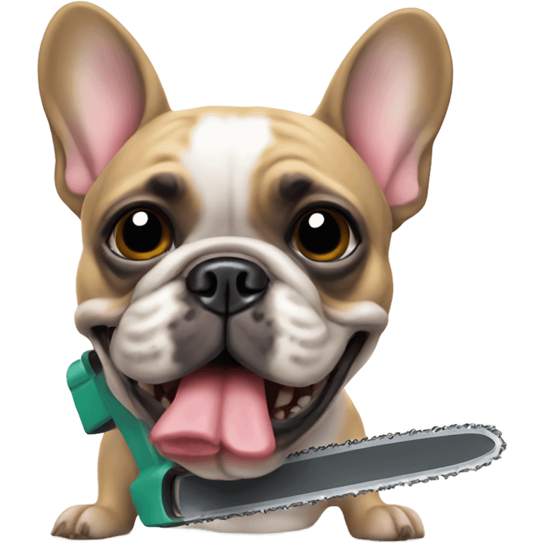 French bulldog with a chainsaw  emoji