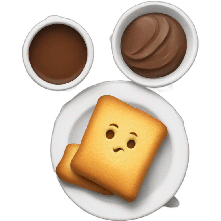 one rusk breakfast and bowl of chocolate emoji