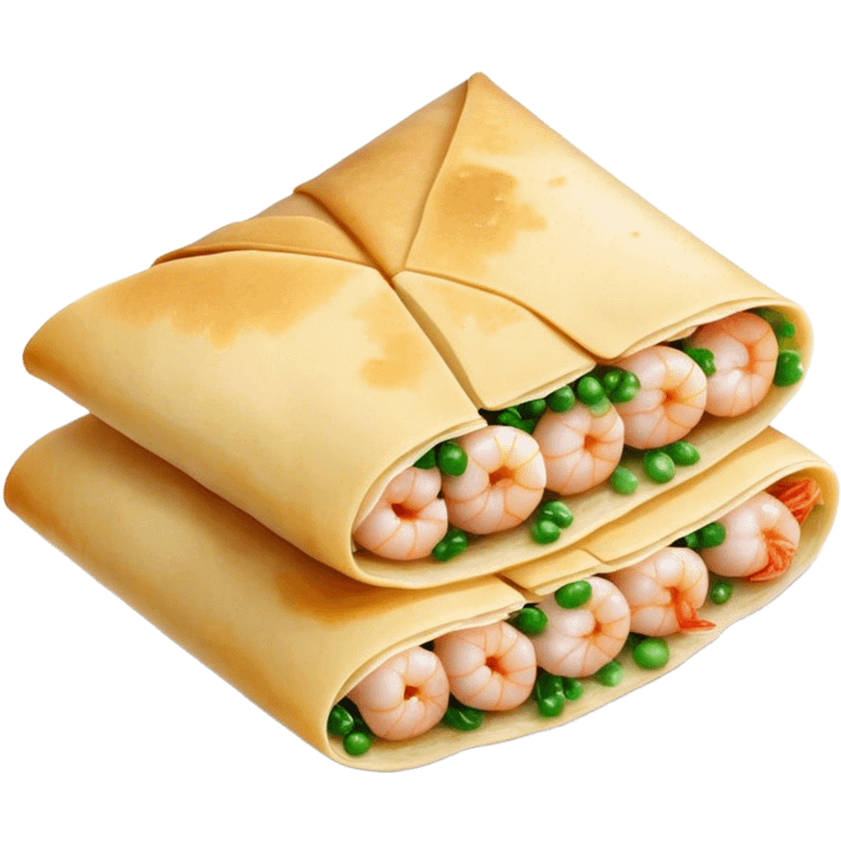 Bánh Xèo Cinematic Realistic Bánh Xèo Dish Emoji, depicted as a crispy, folded semi circle crepe filled with tiny shrimp and pork, rendered with dynamic textures and vibrant, appetizing lighting. emoji