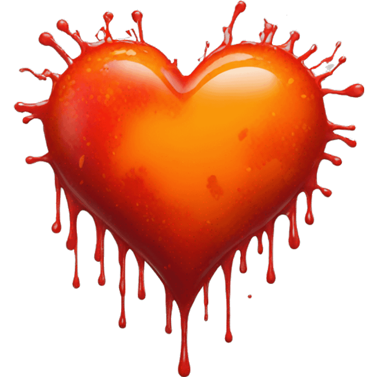 bleeding red heart glowing red-orange with splatter emoji