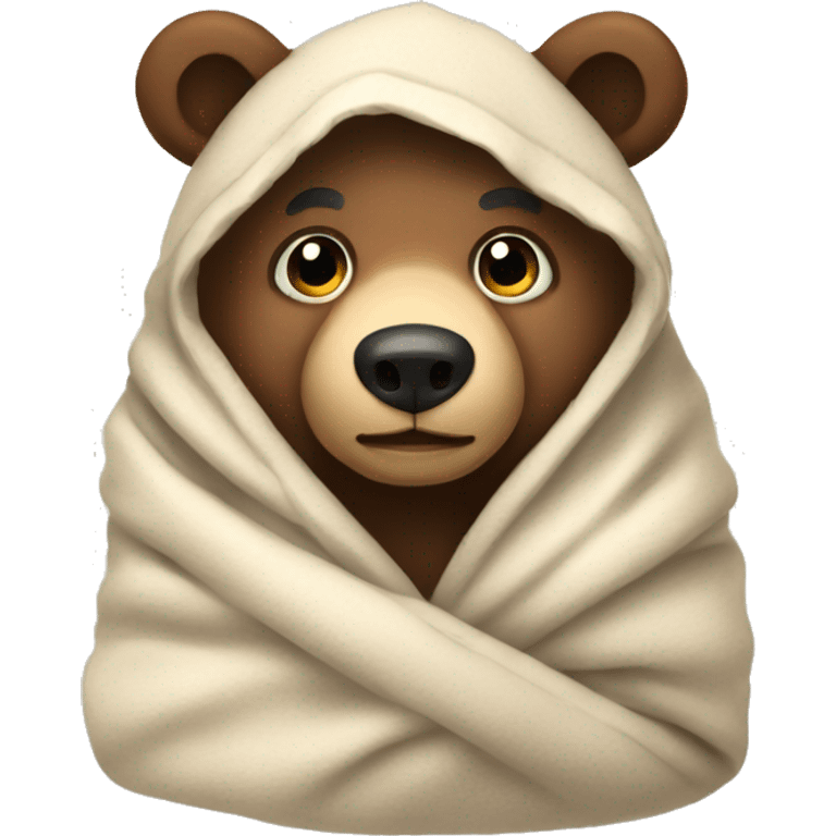 bear cozy in blanket emoji