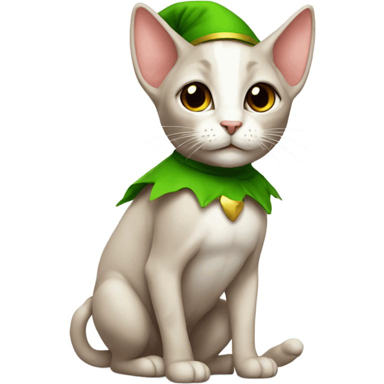 Naked cat wearing an elf costume emoji