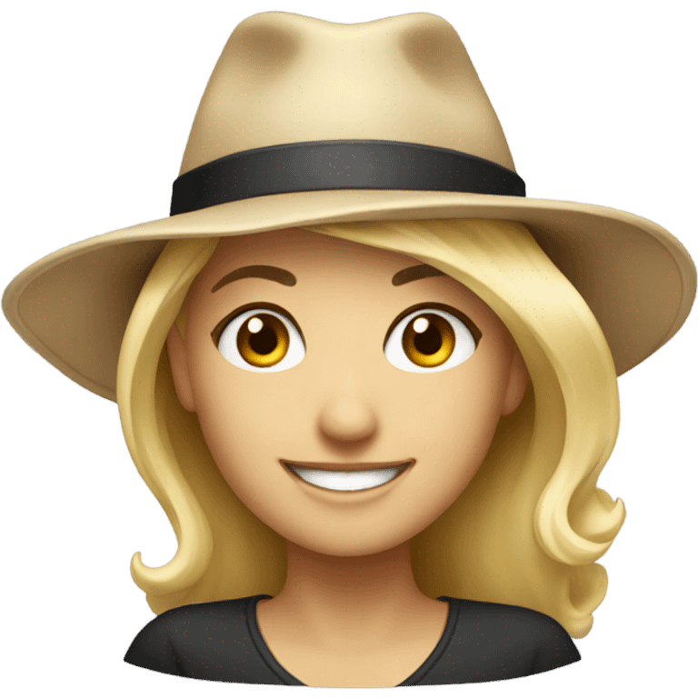 smiling blonde portrait with hat emoji