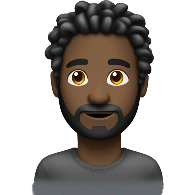 Rosto de homem negro com cabelos dread, olhando para cima com a mão no queicho emoji