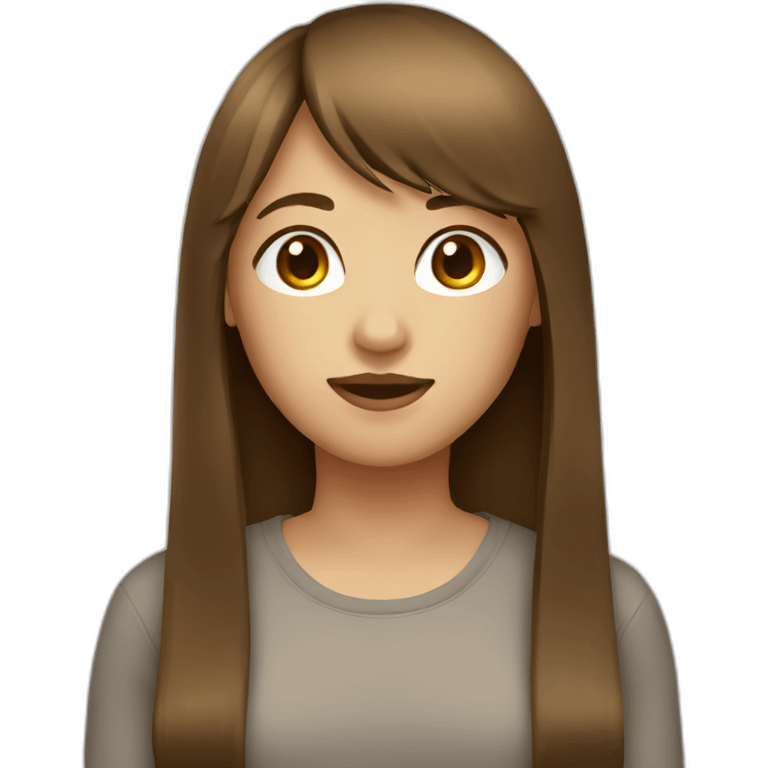 girl with brown straight long hair and bangs emoji