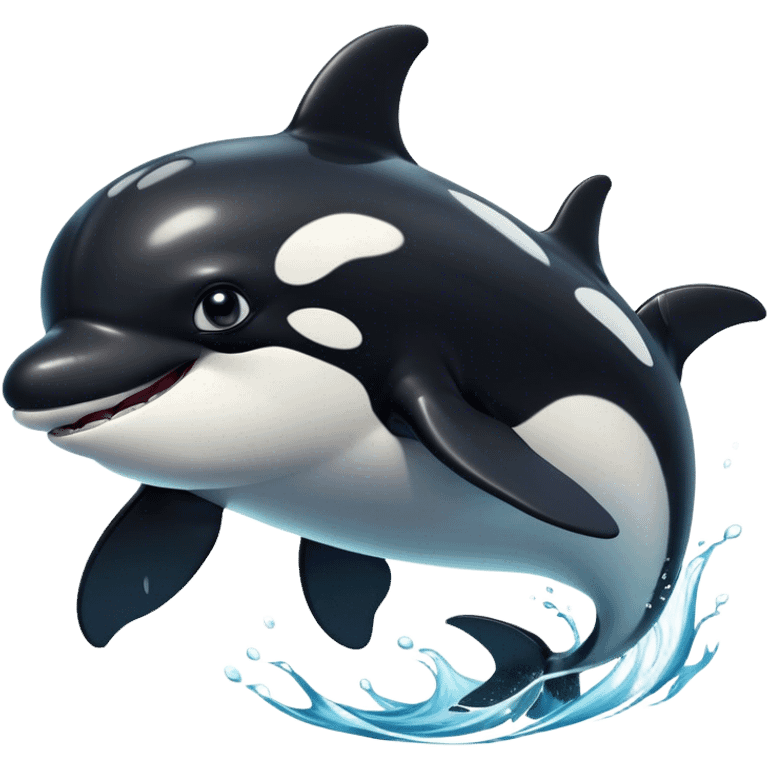 Cinematic Comical orca Portrait Emoji, Head tilted dramatically with an exaggeratedly shocked expression, featuring a sleek black-and-white body with wide, comically expressive eyes full of playful disbelief and animated flippers, Simplified yet hilariously expressive features, highly detailed, glowing with a slightly sassy oceanic glow, high shine, dramatic yet playful, stylized with an air of cheeky marine mischief, soft glowing outline, capturing the essence of a meme-worthy orca that looks ready to make waves with its hilariously dramatic antics! emoji