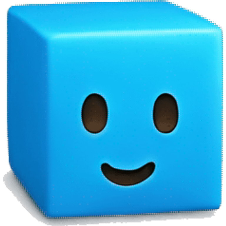 A cute blue cube emoji