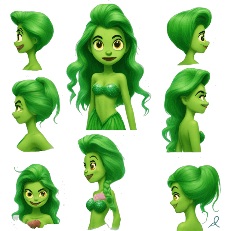 the grinch x mermaid ariel full body emoji