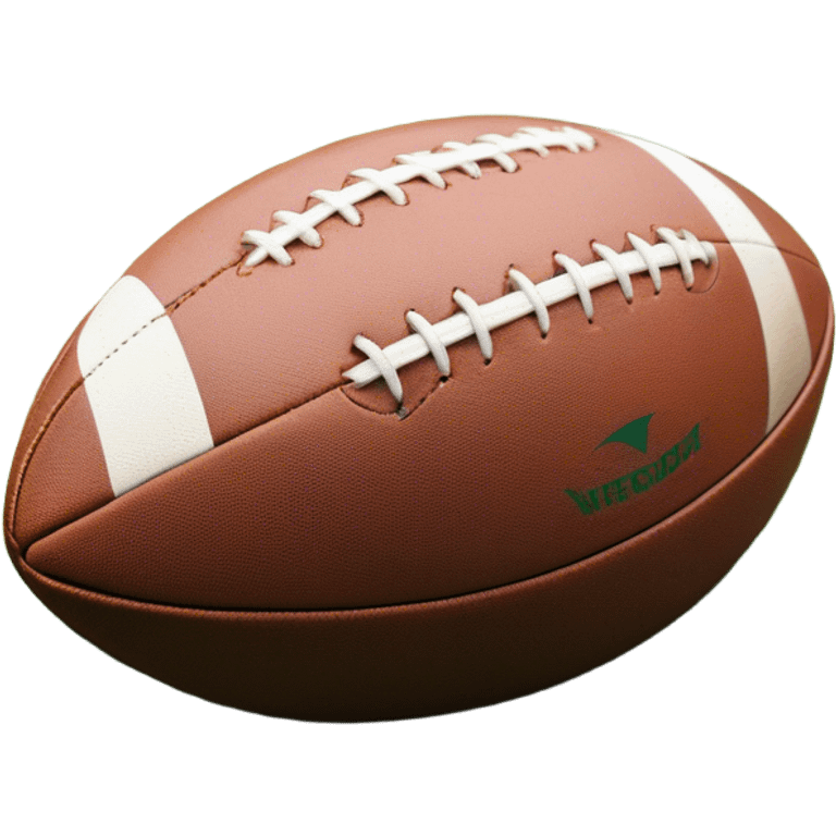 Cinematic Realistic image of a rugby ball resting on verdant turf, rendered with intricate stitching details and subtle weathering, bathed in warm, natural lighting that emphasizes its enduring character emoji