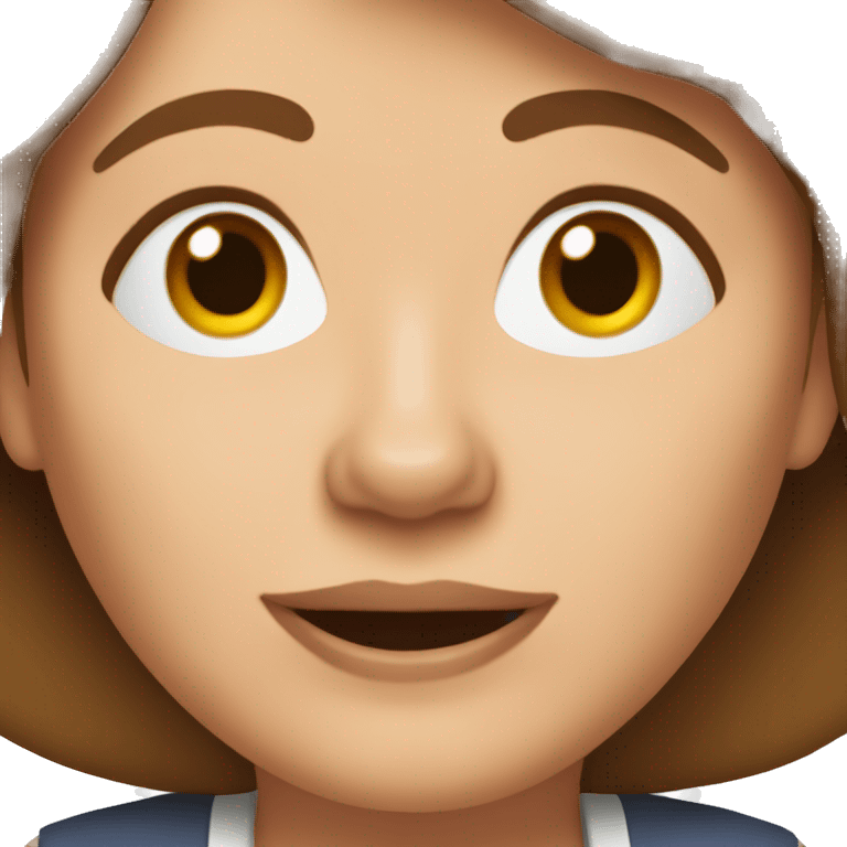 A woman in her 60's with brown-hair, brown eyes and a beagle dog emoji