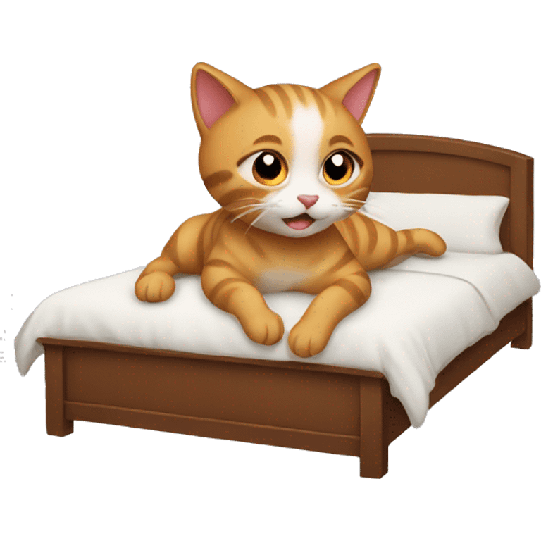 A cat jumping on a bed emoji