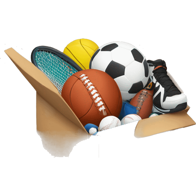 a lot of sports equipment in a box  emoji