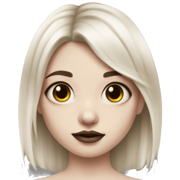 Hyperrealistic Pale girl with black hair arm tattoos emoji