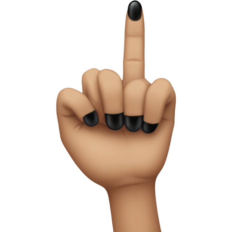 Middle finger with black polish emoji