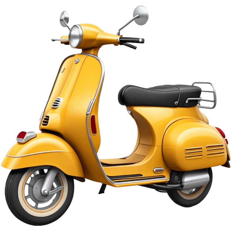 Cinematic Realistic Vespa Scooter Emoji, depicted as a stylish vintage Vespa with sleek retro design and vibrant colors, rendered with crisp textures and dynamic sunlit lighting that captures its iconic Italian charm. emoji