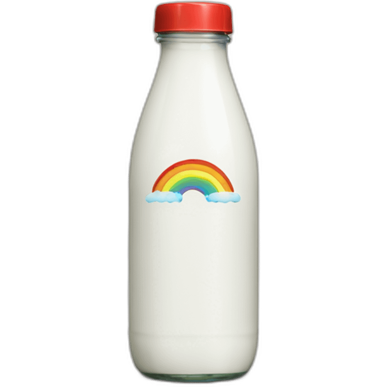 do not drink sign on milk bottle with rainbow color cap emoji