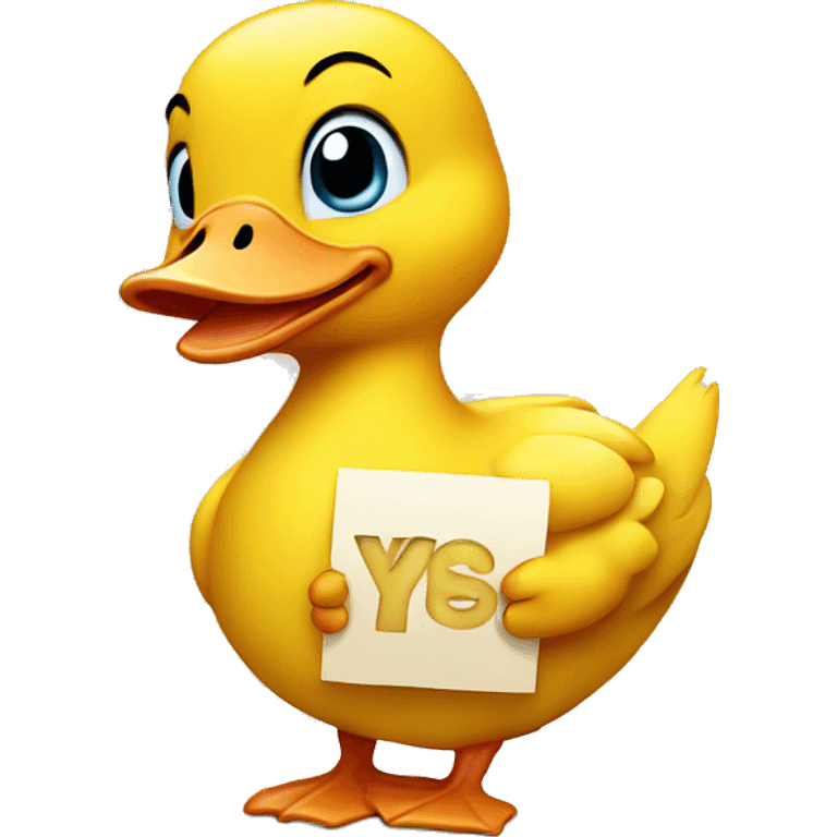 Yellow cute Duck holding yes sign emoji