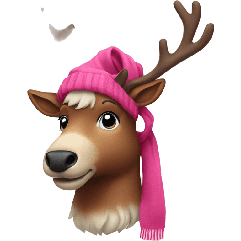 Reindeer with a pink scarf  emoji