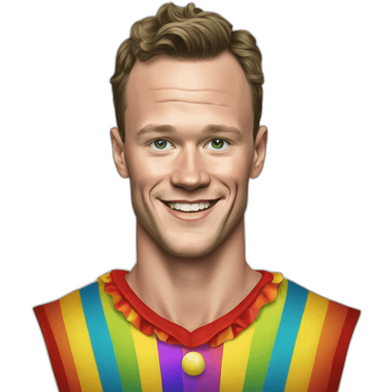 Jonathan Toews as a rainbow circus clown emoji