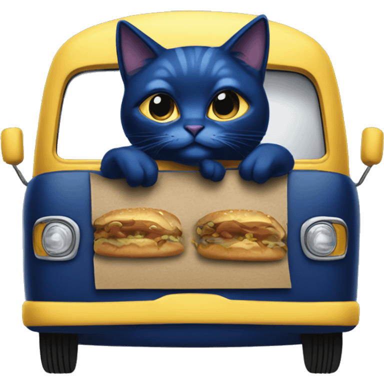 Dark blue Catgirl’s themed lowrider food truck  emoji