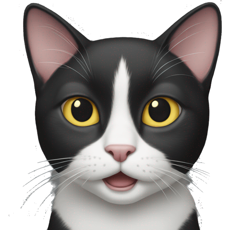 Black and white cat jawning emoji