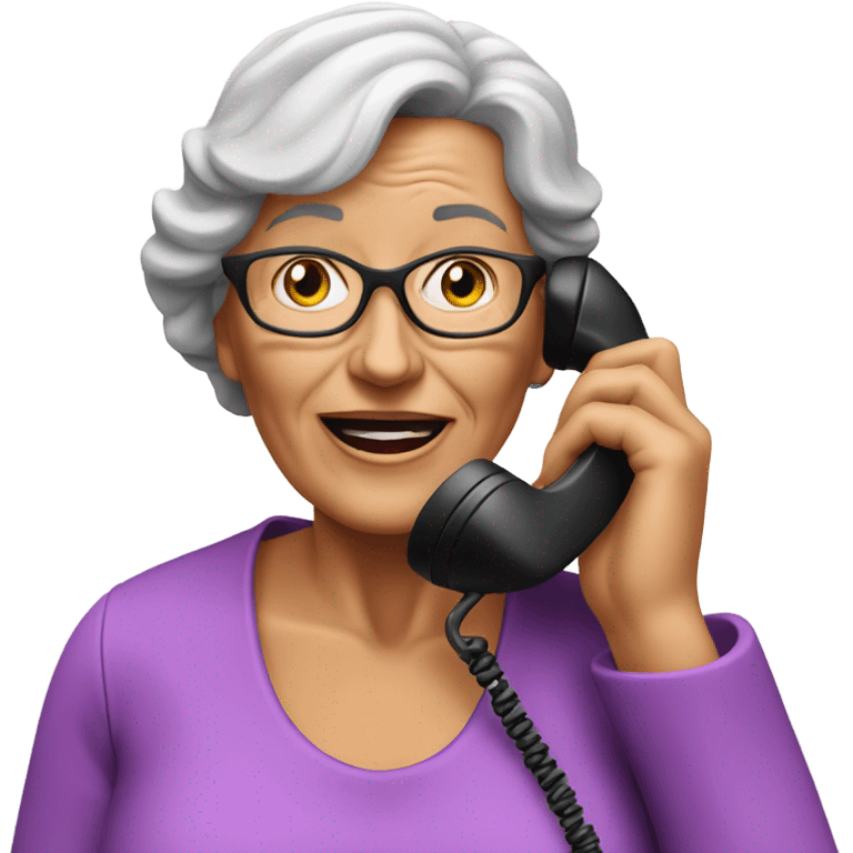 3d hyper realistic senior woman speaking on the phone  emoji