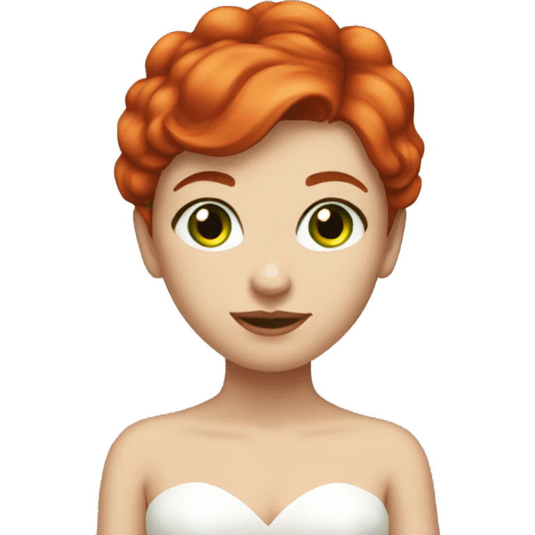 red short hair girl green eyes weddi emoji