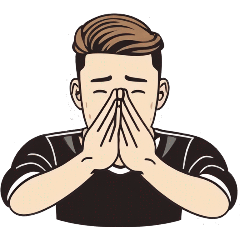 Footballer doing hand sign of crying both hands should be symittrical  emoji