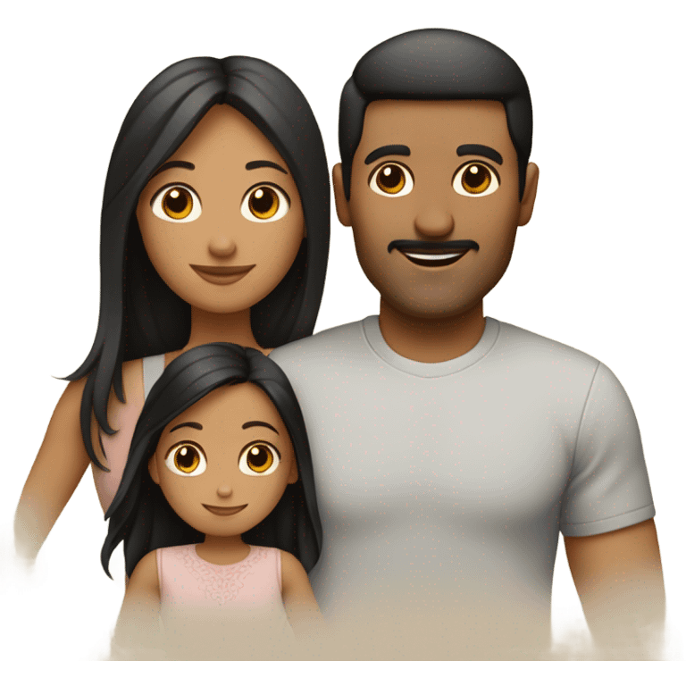 Puerto rican beard short black hair  husband with blond long hair wife and brown long hair daughter Family Hugh  emoji