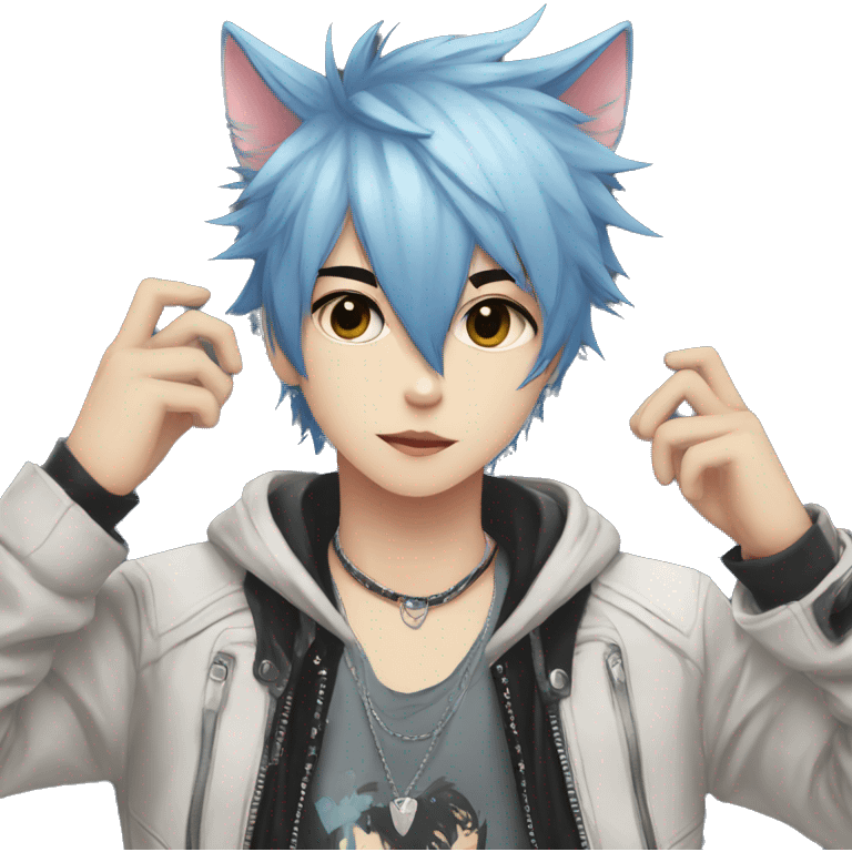 Cute Edgy Attractive Anime Punk Catboy emoji